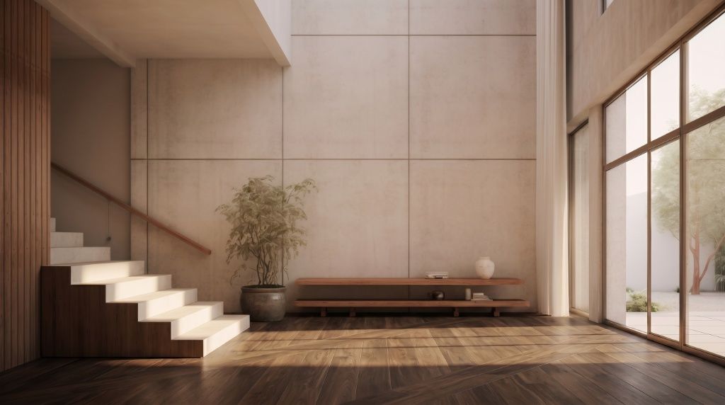 Elegant living room with premium light wood flooring